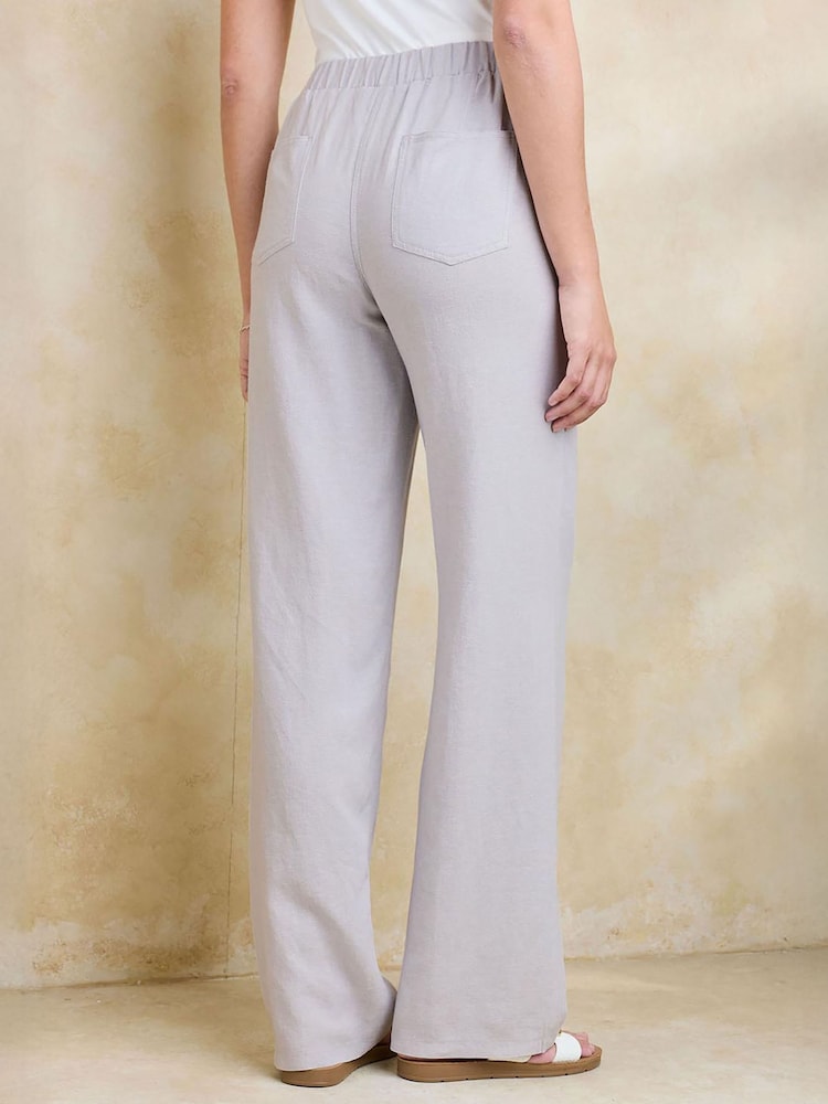 Cotton Traders Grey Linen Blend Relaxed Fit Trousers - Image 2 of 3 Cotton Traders Grey Linen Blend Relaxed Fit Trousers - Image 2 of 3