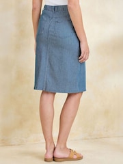 Cotton Traders Blue Stretch Comfort Stripe Denim Skirt - Image 3 of 4