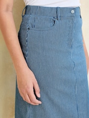 Cotton Traders Blue Stretch Comfort Stripe Denim Skirt - Image 4 of 4