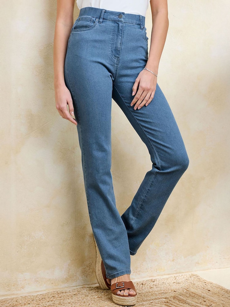 Cotton Traders Blue Stretch Comfort Straight Leg Denim Jeans - Image 1 of 4 Cotton Traders Blue Stretch Comfort Straight Leg Denim Jeans - Image 1 of 4