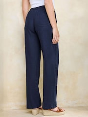 Cotton Traders Blue Linen Blend Relaxed Fit Trousers - Image 3 of 4