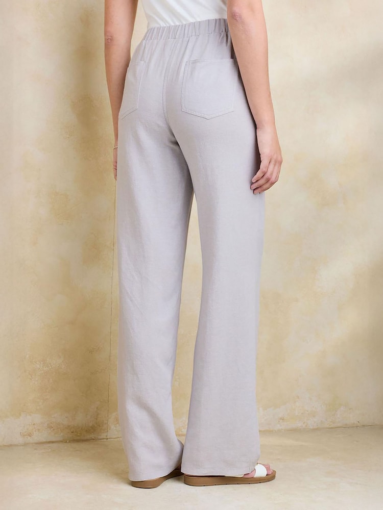 Cotton Traders Grey Linen Blend Relaxed Fit Trousers - Image 2 of 3 Cotton Traders Grey Linen Blend Relaxed Fit Trousers - Image 2 of 3
