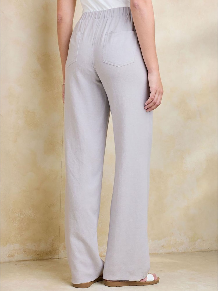 Cotton Traders Grey Linen Blend Relaxed Fit Trousers - Image 2 of 3 Cotton Traders Grey Linen Blend Relaxed Fit Trousers - Image 2 of 3