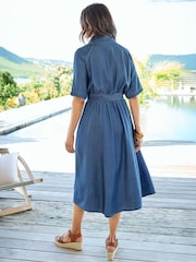 Cotton Traders Blue Lyocell Midi Dress - Image 2 of 4