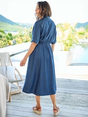 Cotton Traders Blue Lyocell Midi Dress - Image 3 of 4
