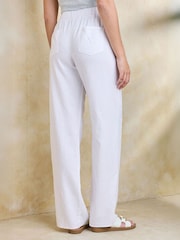 Cotton Traders White Linen Blend Relaxed Fit Trousers - Image 2 of 3