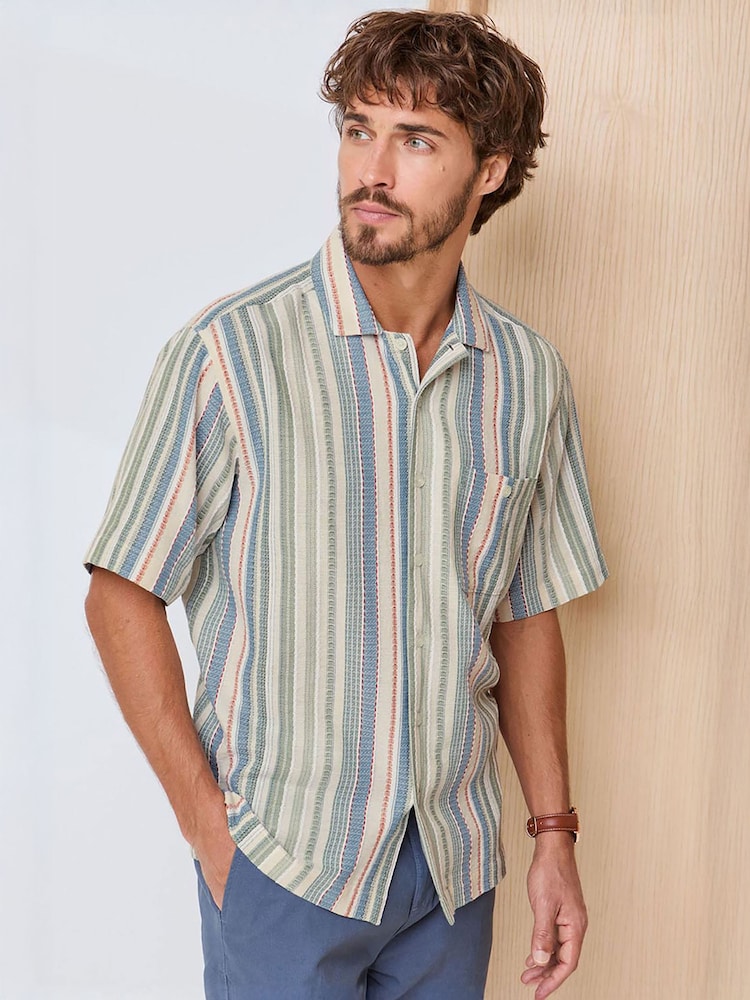 Cotton Traders Brown Signature Short Sleeve Casual Cotton Shirt - Image 2 of 4