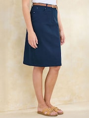 Cotton Traders Blue Stretch Comfort Twill Skirt - Image 1 of 4