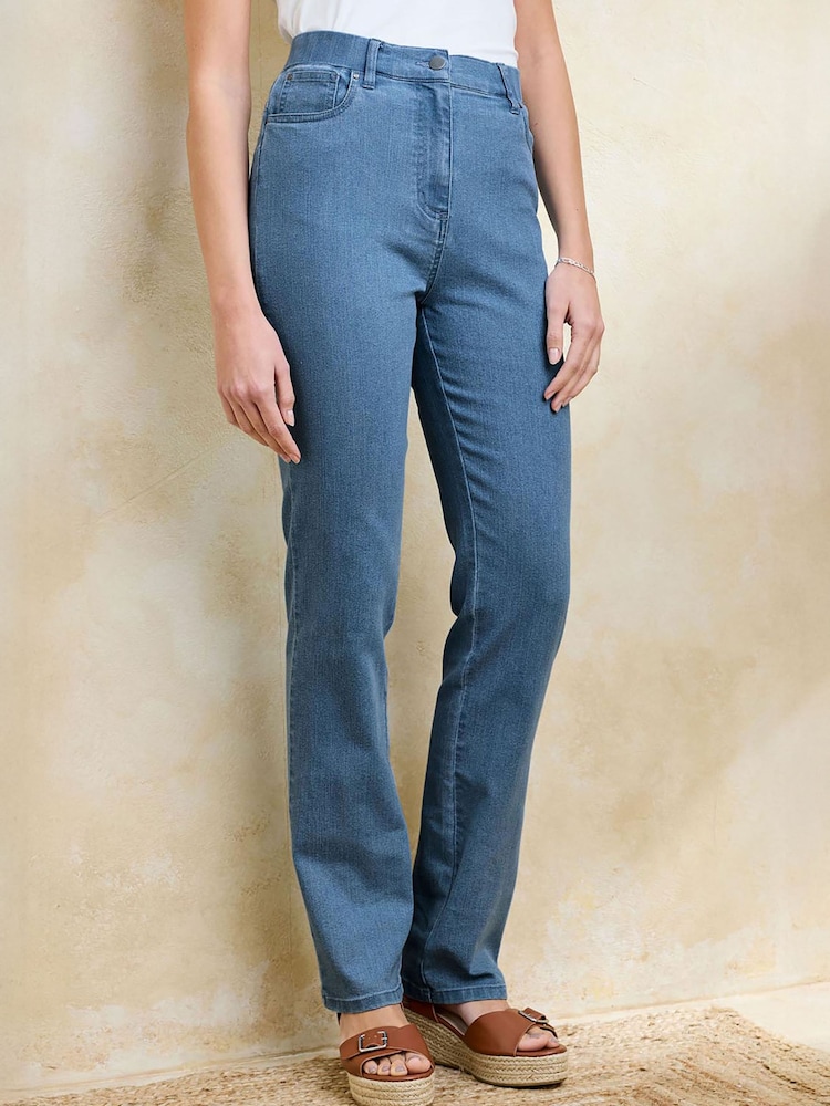 Cotton Traders Blue Stretch Comfort Straight Leg Denim Jeans - Image 2 of 4