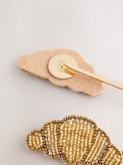 Gold Tone Croissant Beaded Hair Clips 2 Pack - Image 3 of 4