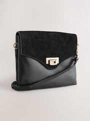 黑色 - Leather Lock Cross-Body Bag - 圖片 1，共 5