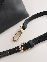 黑色 - Leather Lock Cross-Body Bag - 圖片 4，共 5