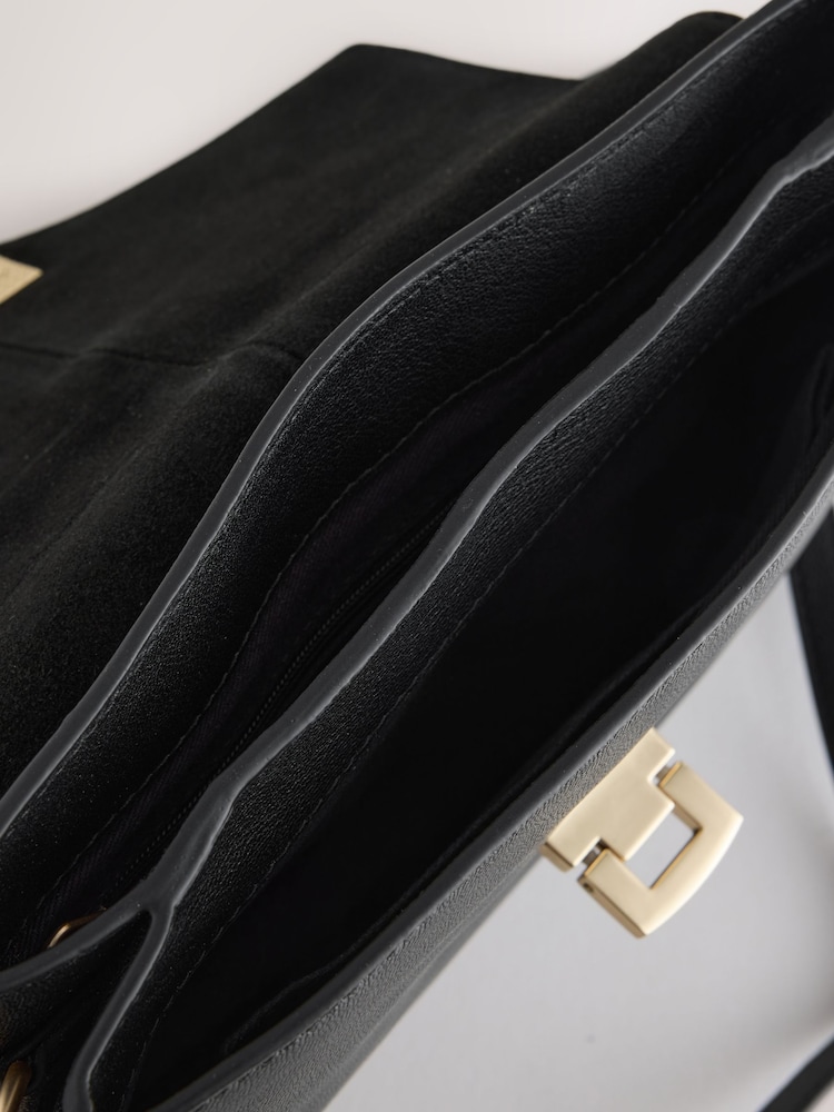 黑色 - Leather Lock Cross-Body Bag - 圖片 5，共 5