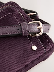 Bordeauxrød - Cord Dobbelt Zip Skuldertaske - Billede 4 af 5