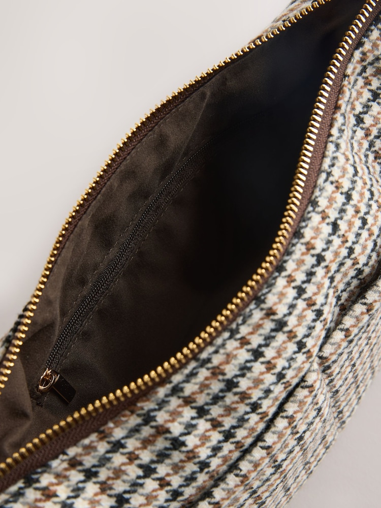 Chocolate Brown Check Sling Bag - Image 5 of 5 Chocolate Brown Check Sling Bag - Image 5 of 5