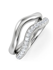The Diamond Store Silver Duo Wave Stacking Lab Diamond Ring 0.26ct in 9K White Gold - Image 1 of 2