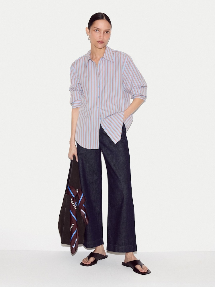 Jigsaw Blue Cotton Stripe Shirt - Image 2 of 4 Jigsaw Blue Cotton Stripe Shirt - Image 2 of 4
