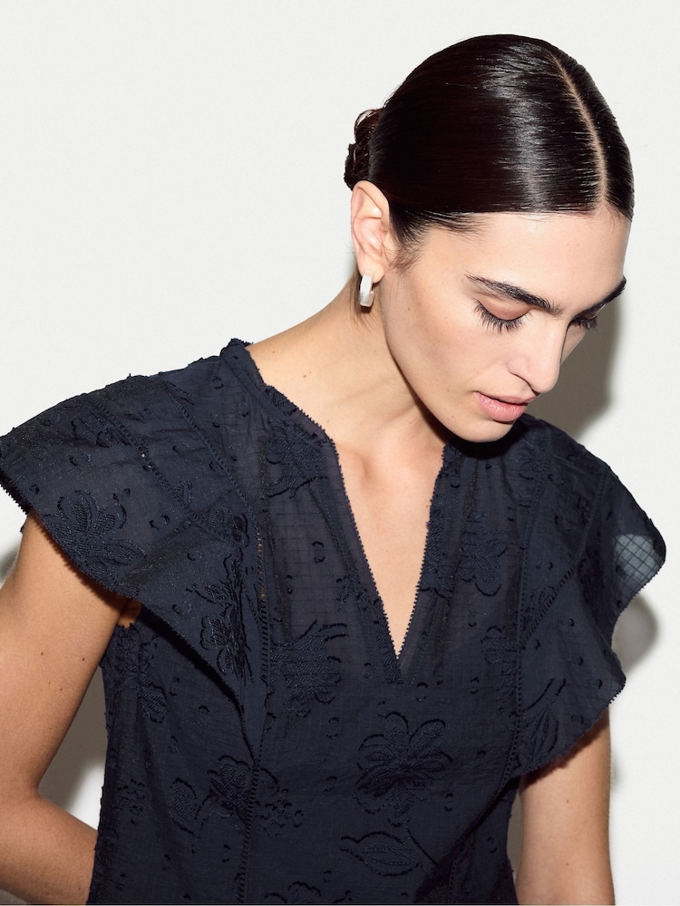 Jigsaw Blue Floral Jacquard Mini Dress - Image 2 of 5 Jigsaw Blue Floral Jacquard Mini Dress - Image 2 of 5
