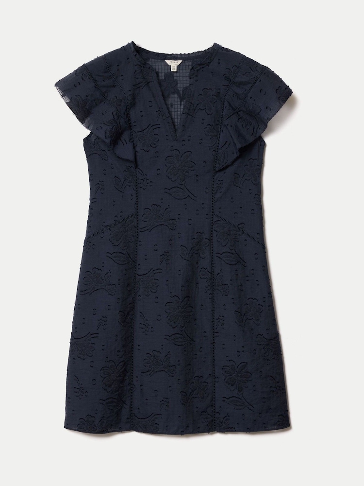 Jigsaw Blue Floral Jacquard Mini Dress - Image 5 of 5 Jigsaw Blue Floral Jacquard Mini Dress - Image 5 of 5