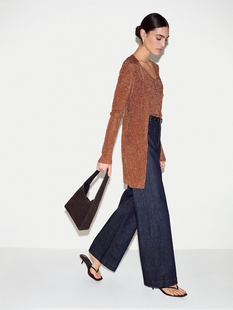 Jigsaw Metallic Long Metallic Cardigan - Image 2 of 4 Jigsaw Metallic Long Metallic Cardigan - Image 2 of 4