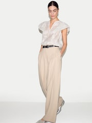 Jigsaw White Floral Jacquard Top - Image 4 of 5