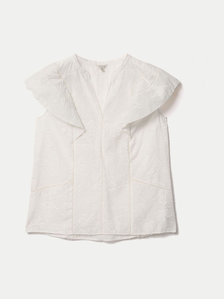 Jigsaw White Floral Jacquard Top - Image 5 of 5