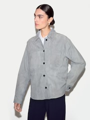 Jigsaw Blue Suede Button Up Jacket - Image 1 of 6
