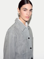 Jigsaw Blue Suede Button Up Jacket - Image 4 of 6