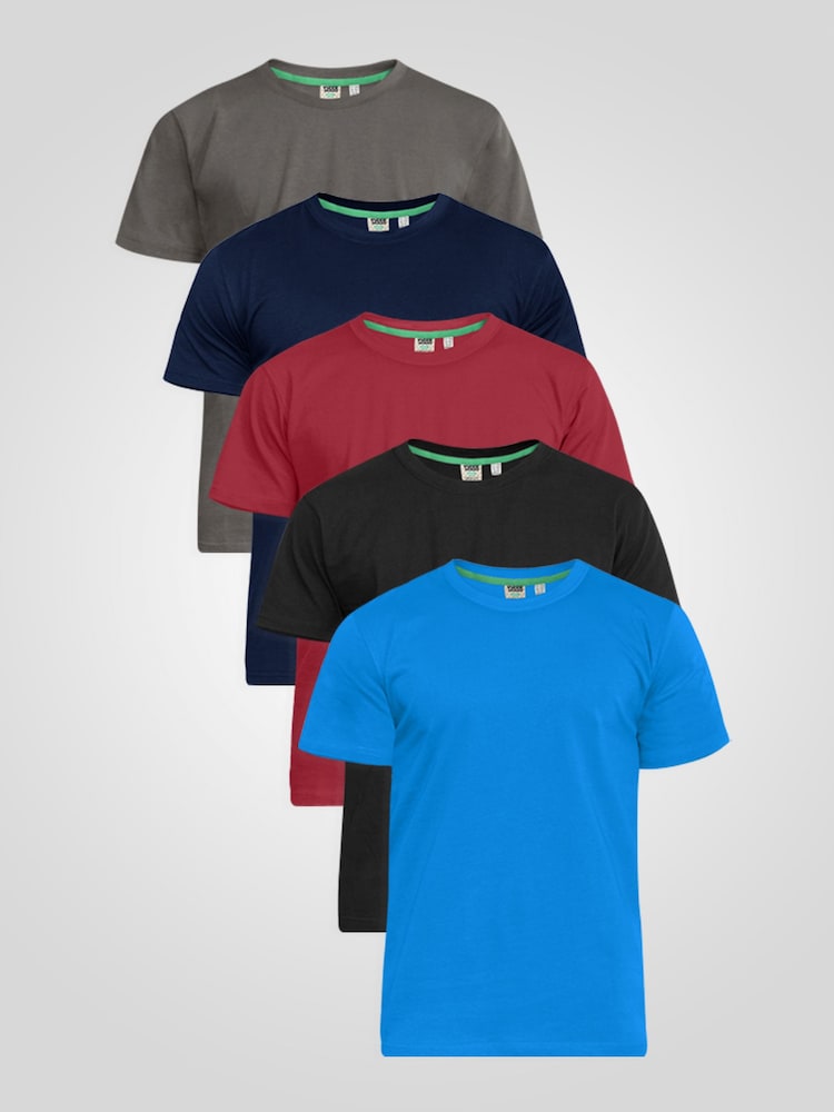 D555 Navy Blue Combed Cotton Crew Neck T-Shirt 5 Pack - Image 1 of 11