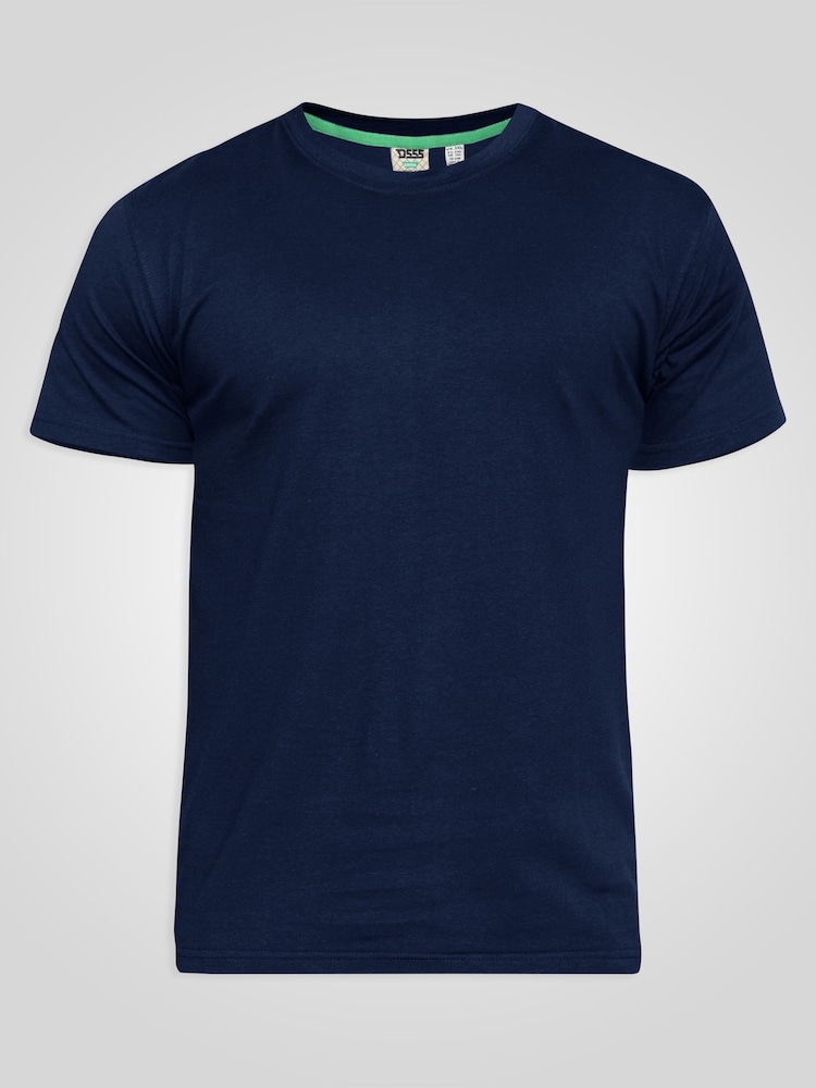 D555 Navy Blue Combed Cotton Crew Neck T-Shirt 5 Pack - Image 11 of 11