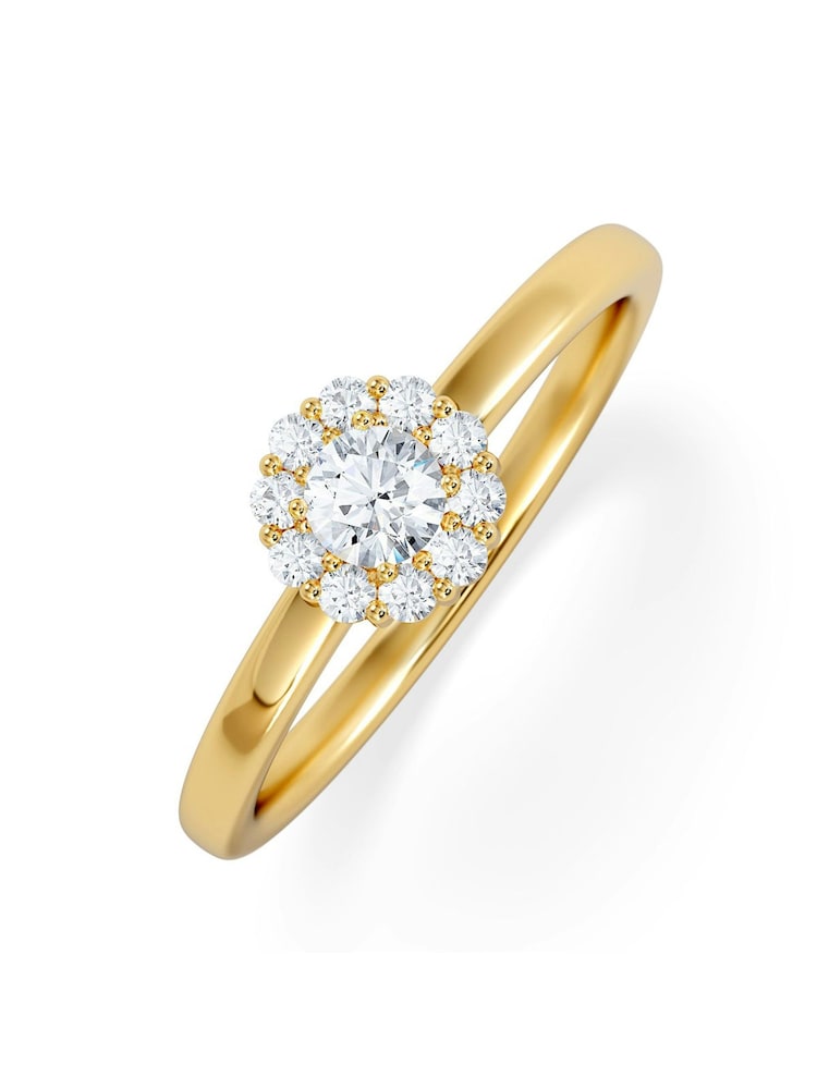 The Diamond Store Gold The Fleur Halo 0.30ct H/SI Round Cut Lab Diamond Ring in 18K Gold Vermeil - Image 1 of 8