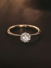 The Diamond Store Gold The Fleur Halo 0.30ct H/SI Round Cut Lab Diamond Ring in 18K Gold Vermeil - Image 6 of 8