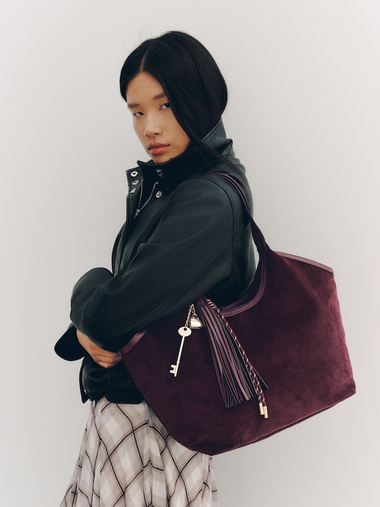 Burgundy Red Cord Charm Shoulder Bag - Image 1 of 9