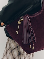 Burgundy Red Cord Charm Shoulder Bag - Image 4 of 9