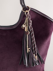 Burgundy Red Cord Charm Shoulder Bag - Image 7 of 9