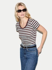 Jigsaw Green Cotton Slub Stripe Baby T-Shirt - Image 1 of 5