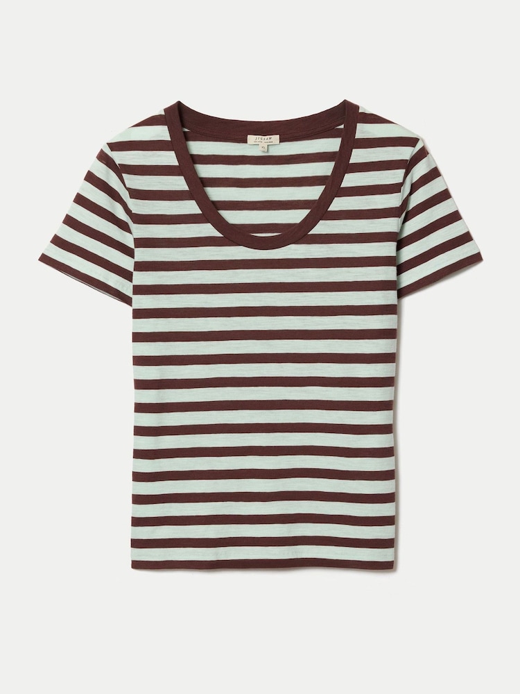 Jigsaw Green Cotton Slub Stripe Baby T-Shirt - Image 5 of 5 Jigsaw Green Cotton Slub Stripe Baby T-Shirt - Image 5 of 5