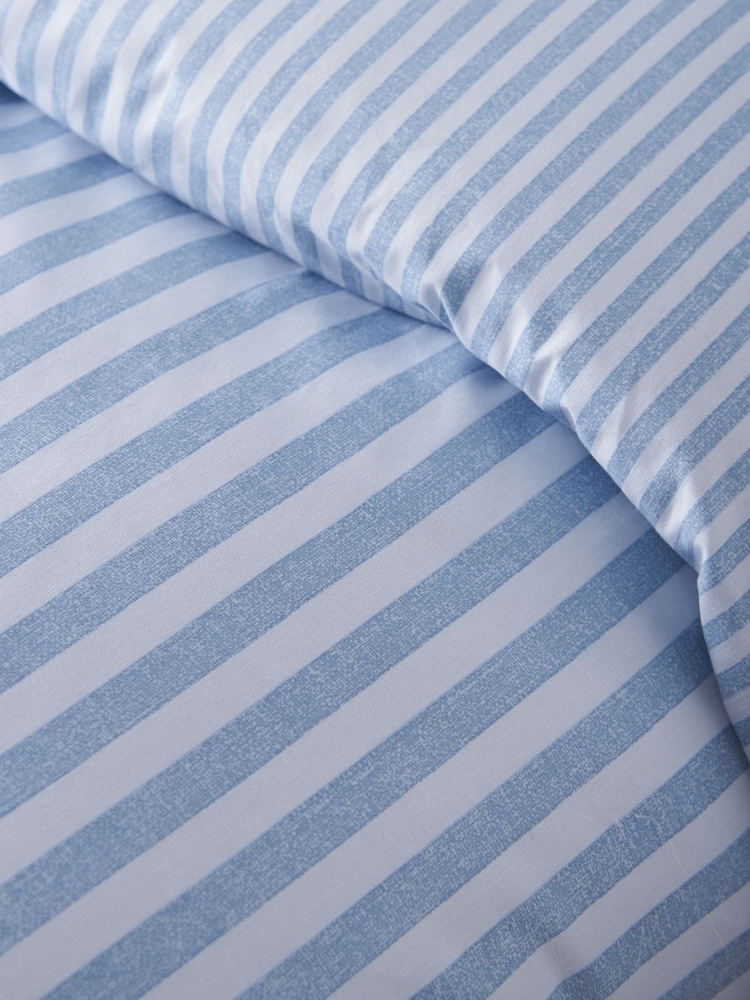 Catherine Lansfield Blue Epping Textured Stripe Reversible Duvet Cover and Pillowcase Set - Image 5 of 5 Catherine Lansfield Blue Epping Textured Stripe Reversible Duvet Cover and Pillowcase Set - Image 5 of 5