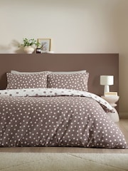 Catherine Lansfield Chocolate Polka Dot Reversible Duvet Cover and Pillowcase Set - Image 3 of 5
