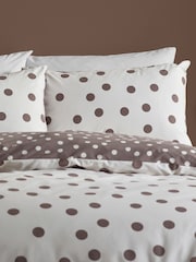 Catherine Lansfield Chocolate Polka Dot Reversible Duvet Cover and Pillowcase Set - Image 4 of 5