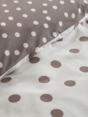 Catherine Lansfield Chocolate Polka Dot Reversible Duvet Cover and Pillowcase Set - Image 5 of 5