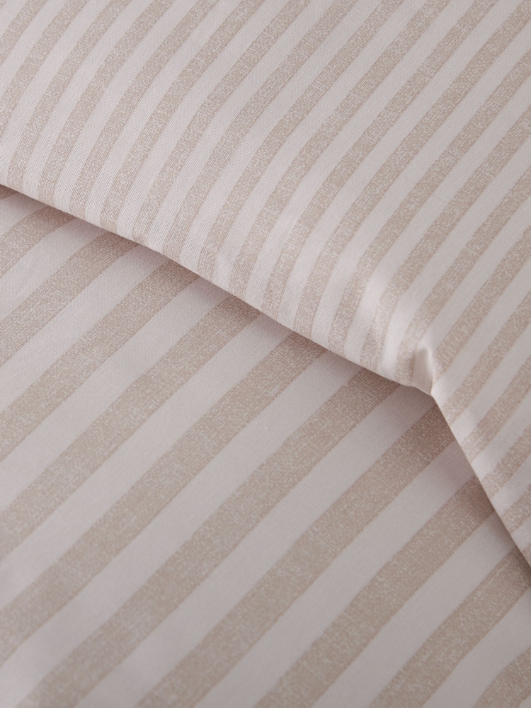 Catherine Lansfield Natural Epping Textured Stripe Reversible Duvet Cover and Pillowcase Set - Image 5 of 5 Catherine Lansfield Natural Epping Textured Stripe Reversible Duvet Cover and Pillowcase Set - Image 5 of 5