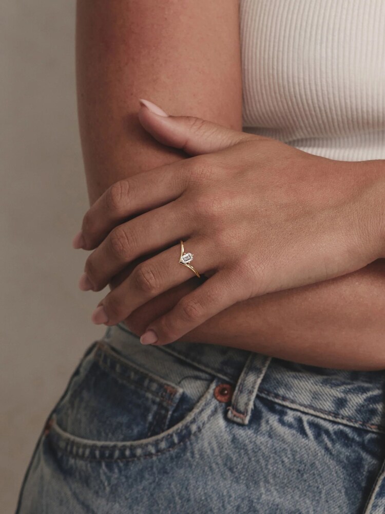 The Diamond Store White Vela 0.50ct Emerald Cut Lab Diamond Solitaire Engagement Ring in 18K Yellow Gold - Image 2 of 8