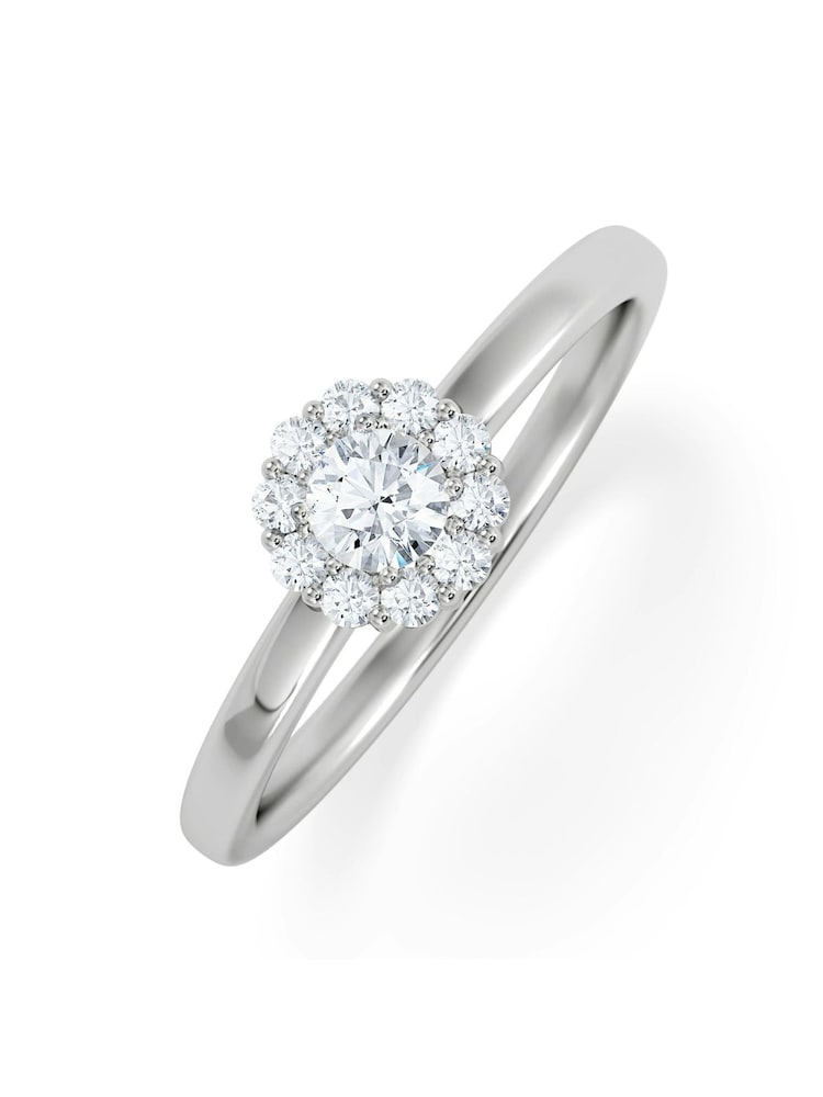 The Diamond Store Silver The Fleur Halo 0.30ct H/SI Round Cut Lab Diamond Ring in Silver - Image 1 of 6