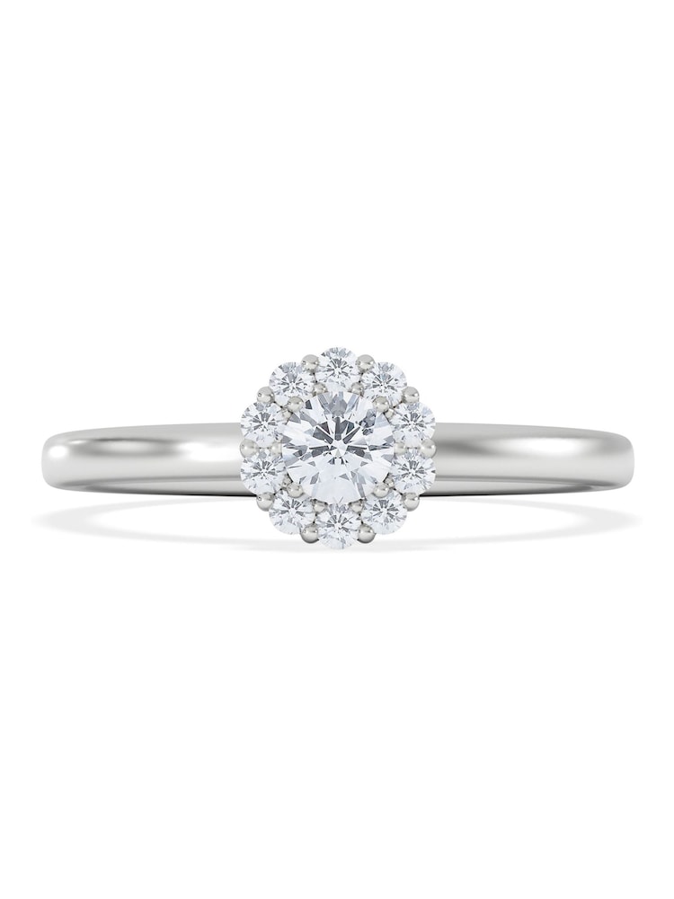 The Diamond Store Silver The Fleur Halo 0.30ct H/SI Round Cut Lab Diamond Ring in Silver - Image 2 of 6