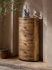 Dark Natural Bronx Oak Effect Round Chest of Drawers - Image 1 of 9