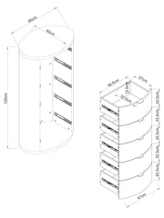 Dark Natural Bronx Oak Effect Round Chest of Drawers - Image 4 of 9