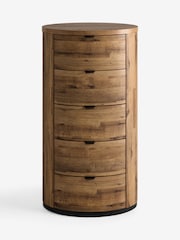Dark Natural Bronx Oak Effect Round Chest of Drawers - Image 6 of 9