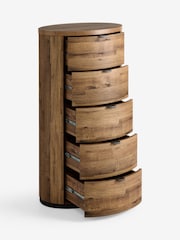 Dark Natural Bronx Oak Effect Round Chest of Drawers - Image 7 of 9