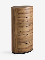 Dark Natural Bronx Oak Effect Round Chest of Drawers - Image 8 of 9